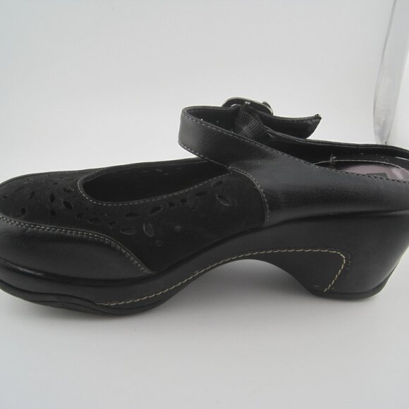 Women's White Mountain Gilding Black Peep-Toe Leather Clog size 7.5 Mary Jane - Picture 6 of 10